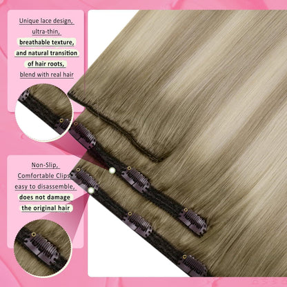 Echthaar Clip-Ins Ombre Blond 60cm – Remy Haarverlängerung