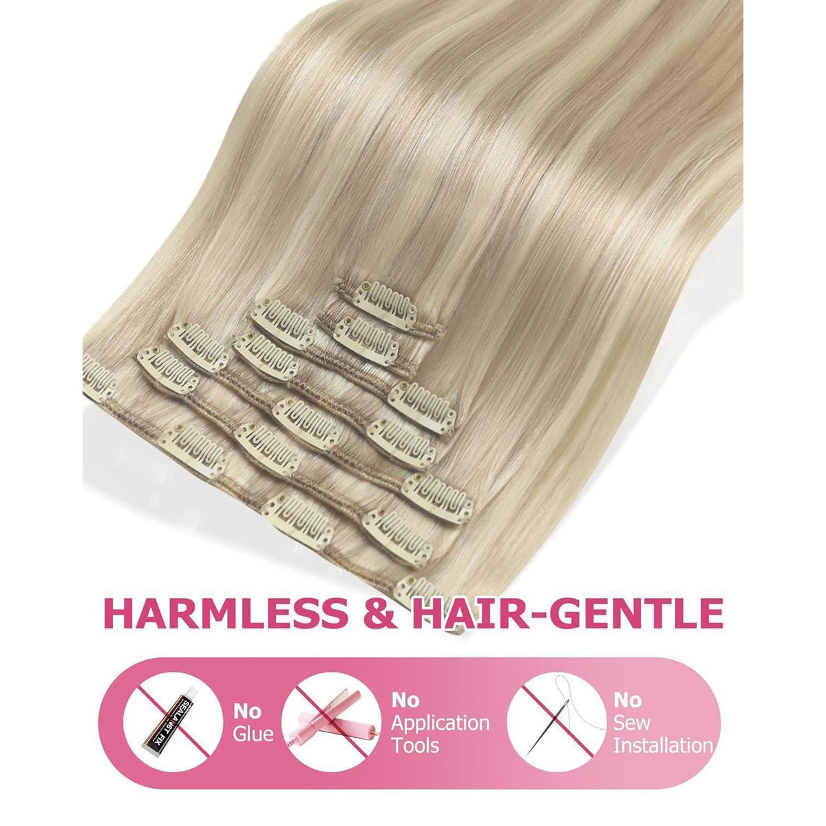 Blond Clip-in Extensions Echthaar 55cm – Aschblond & Platinblond