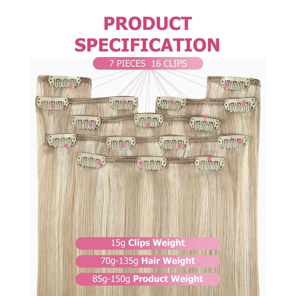 Blond Clip-in Extensions Echthaar 55cm – Aschblond & Platinblond