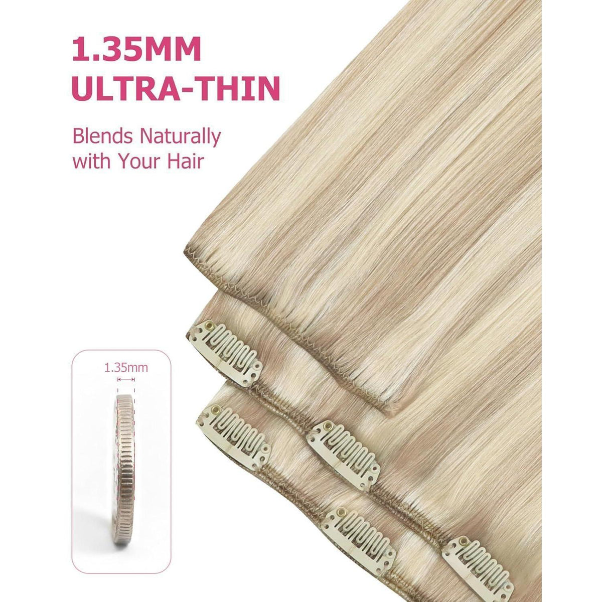 Blond Clip-in Extensions Echthaar 55cm – Aschblond & Platinblond