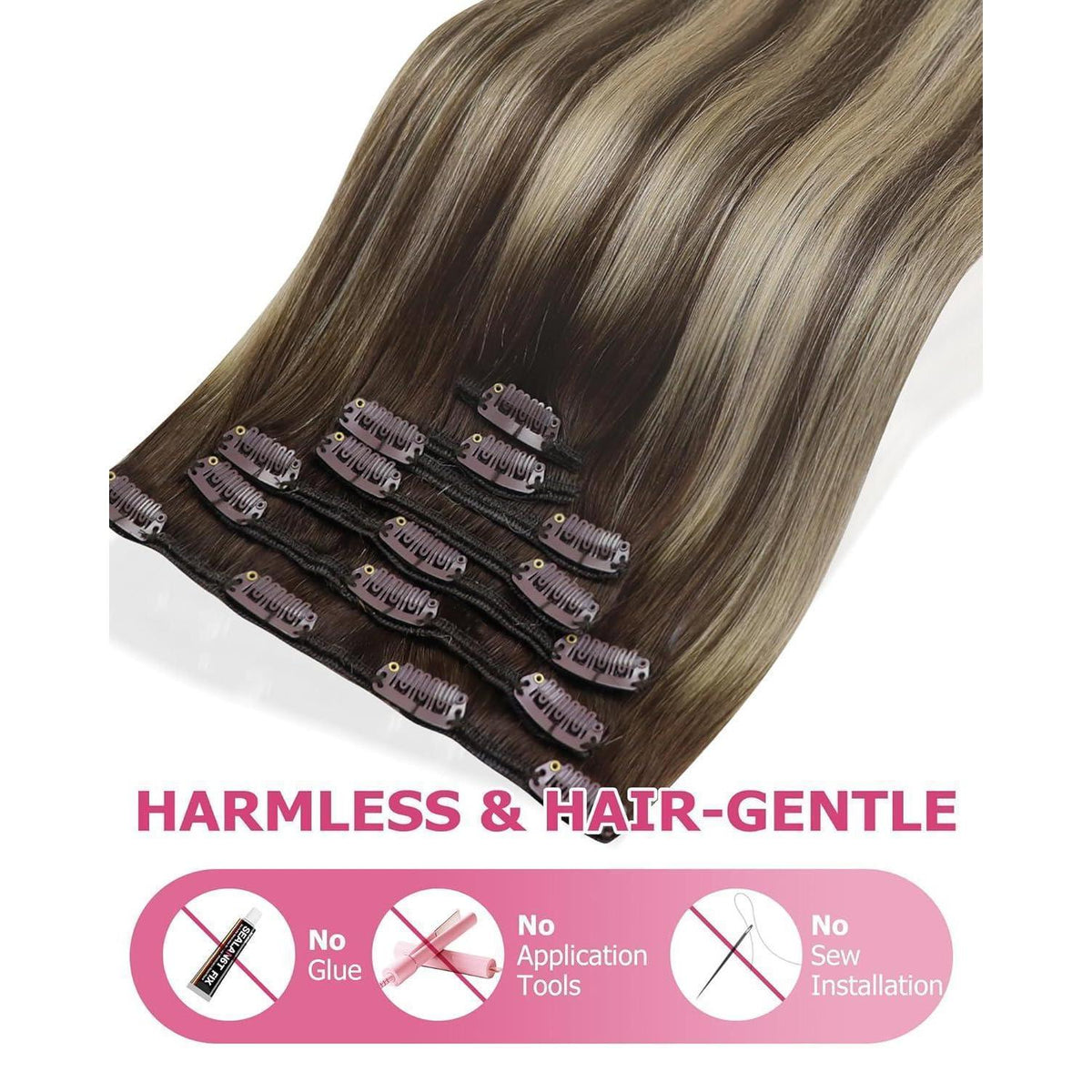 Echthaar Clip-in Extensions Braun 60cm – Volumenerweiterung