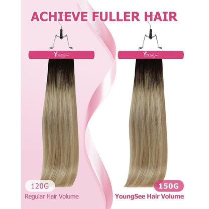 Echthaar Clip-in Extensions Ombre Blond bis Dunkelbraun