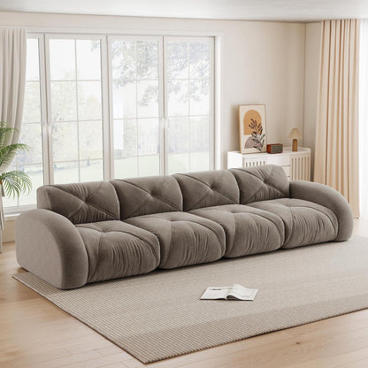Modernes 4-Sitzer Cord Sofa Braun – Rahmenlos & Komfortabel