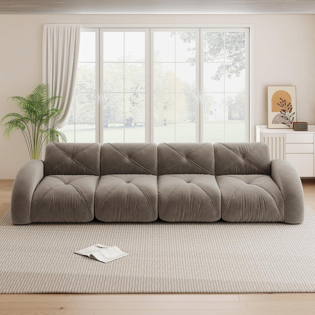 Modernes 4-Sitzer Cord Sofa Braun – Rahmenlos & Komfortabel