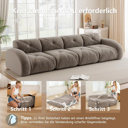 Modernes 4-Sitzer Cord Sofa Braun – Rahmenlos & Komfortabel