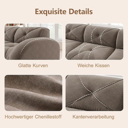 Modernes 4-Sitzer Cord Sofa Braun – Rahmenlos & Komfortabel
