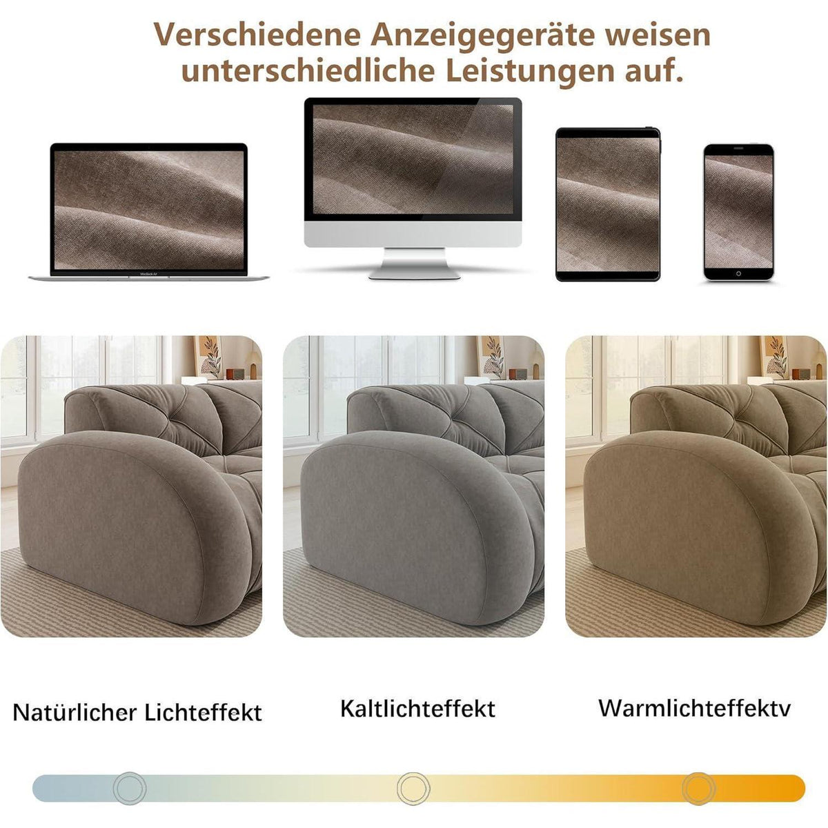 Modernes 4-Sitzer Cord Sofa Braun – Rahmenlos & Komfortabel
