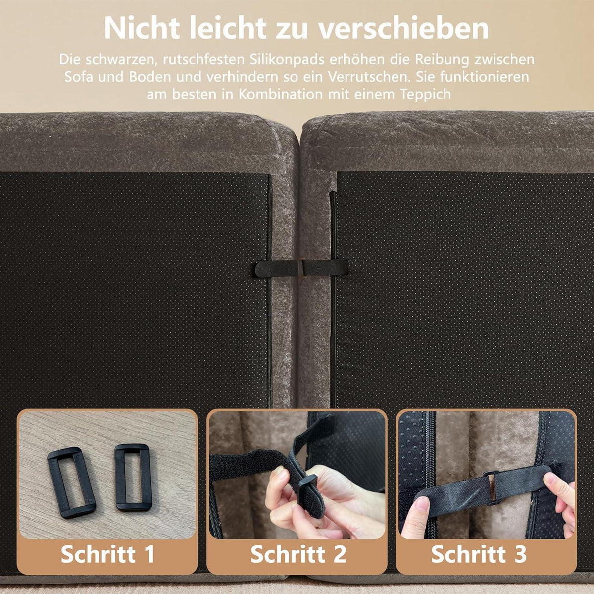 2-Sitzer Sofa mit Fußhocker – Chenille Schlafsofa Braun
