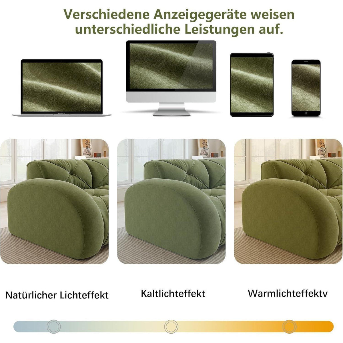 Großes U-förmiges Cord Sofa 4-Sitzer mit Fußhockern (Grün)