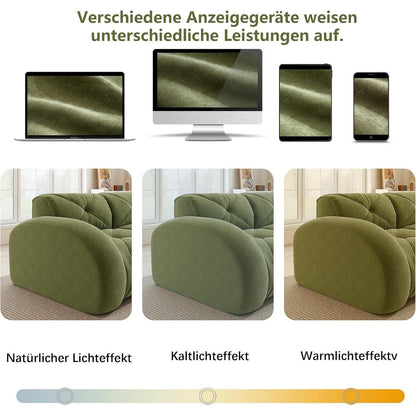 L-förmiges Ecksofa 2-Sitzer mit Fußhocker, Grün