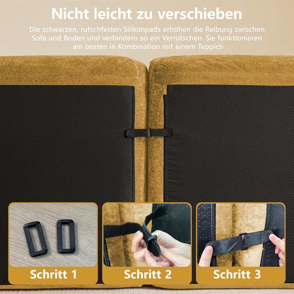 Modulares L-Sofa 3-Sitzer mit Fußhocker, Gelb