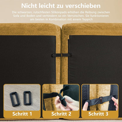Modulares L-Sofa 3-Sitzer mit Fußhocker, Gelb