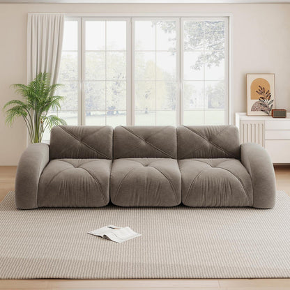 Modernes 3-Sitzer Cord Sofa Braun – Rahmenlos & Komfortabel