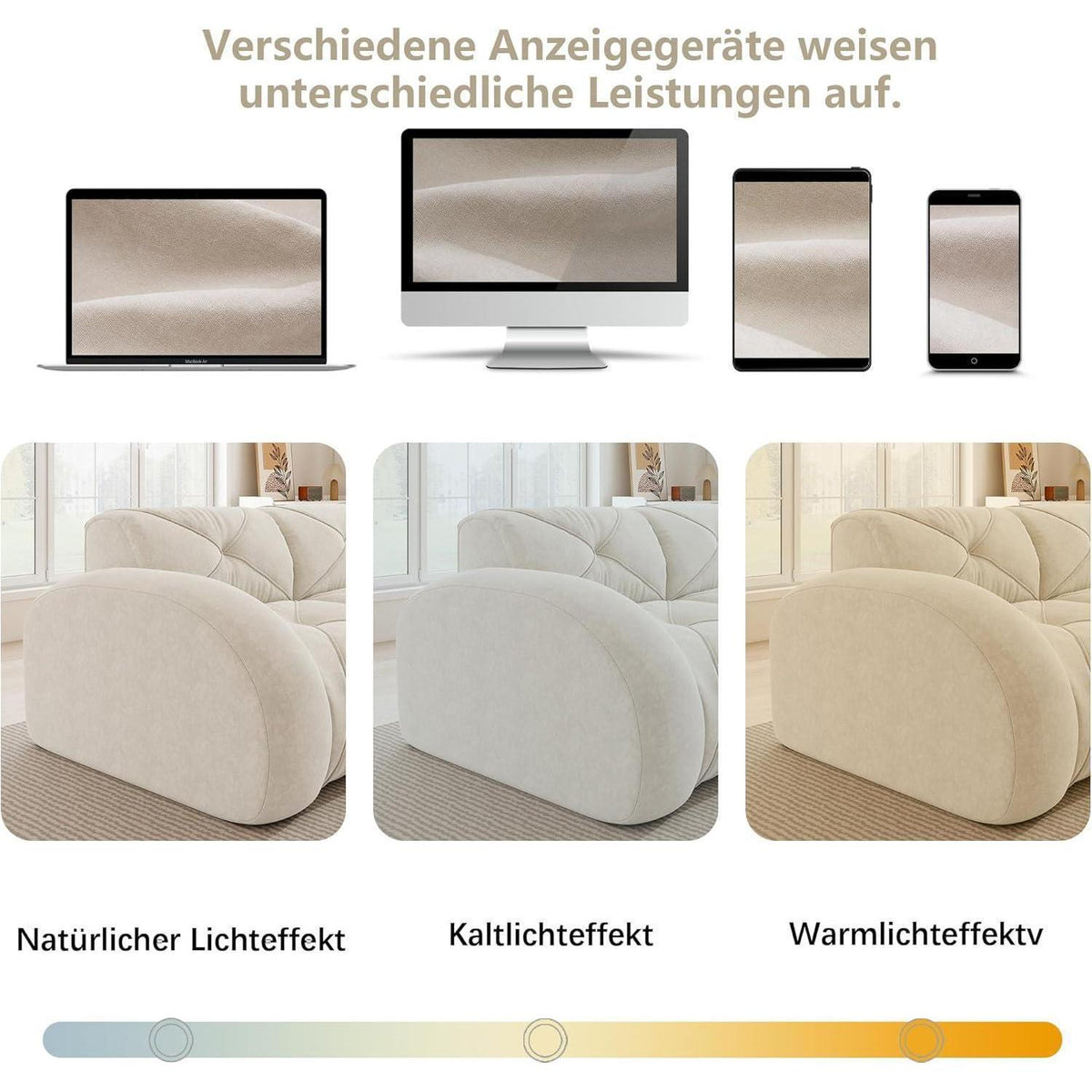Modulares Cord Sofa 3-Sitzer mit Fußhocker – Weiß