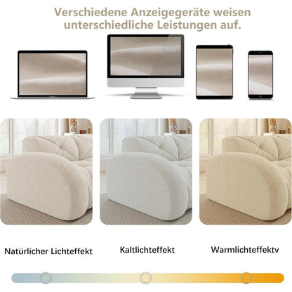 Modulares Cord Sofa 3-Sitzer mit Fußhocker – Weiß