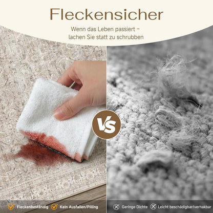 Vintage Teppich Beige 300x400cm – Waschbar & Rutschfest