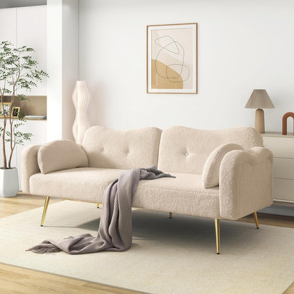 Schlafsofa 2-Sitzer mit Bettfunktion & Stauraum, Beige
