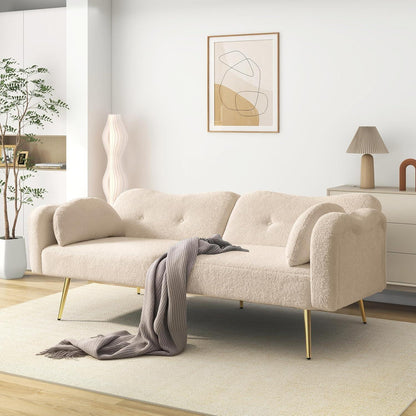 Schlafsofa 2-Sitzer mit Bettfunktion & Stauraum, Beige