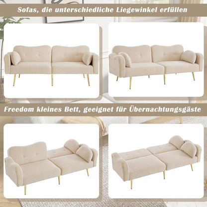 Schlafsofa 2-Sitzer mit Bettfunktion & Stauraum, Beige