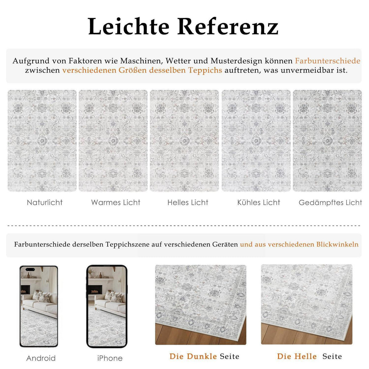 Waschbarer Wohnzimmerteppich Grau 300x400cm – Vintage Design