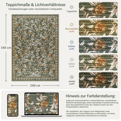 Vintage Teppich floral orange-grün 240x340 cm