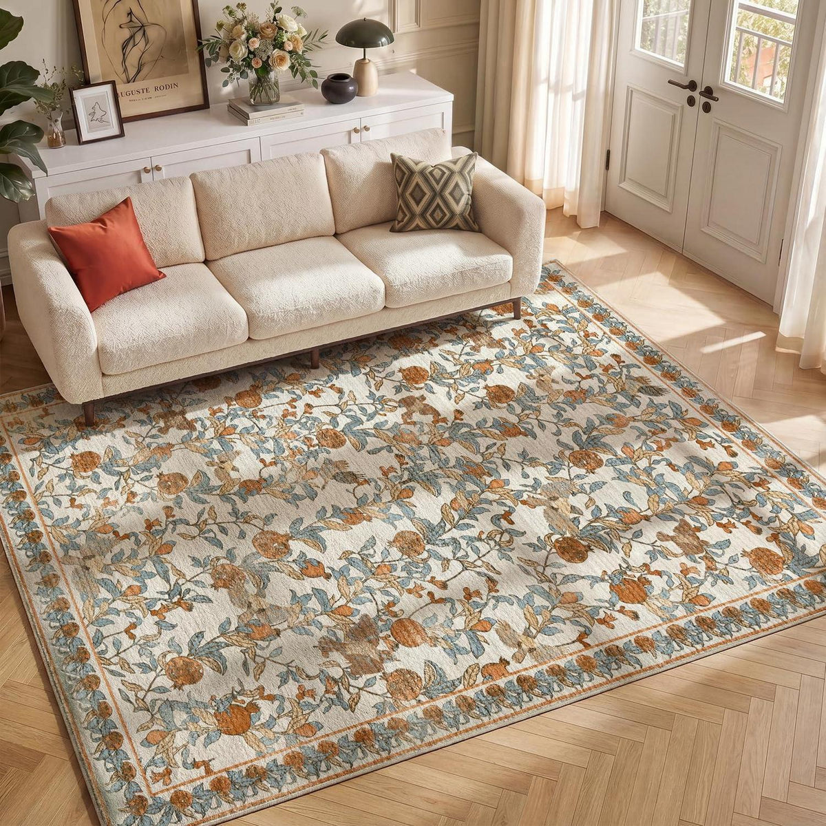 Vintage Teppich floral orange-beige 160x220 cm