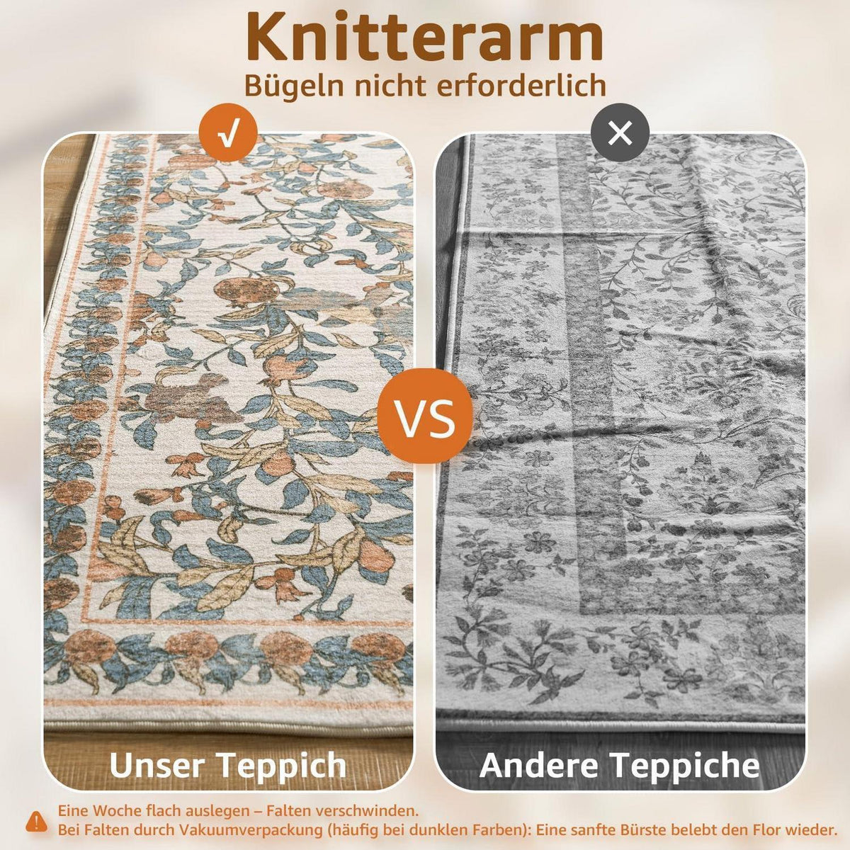 Vintage Teppich floral orange-beige 160x220 cm