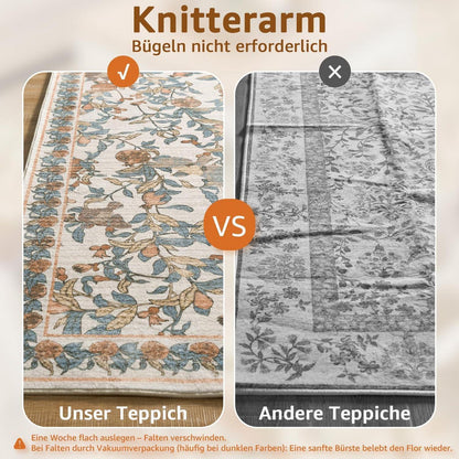 Vintage Teppich floral orange-beige 160x220 cm