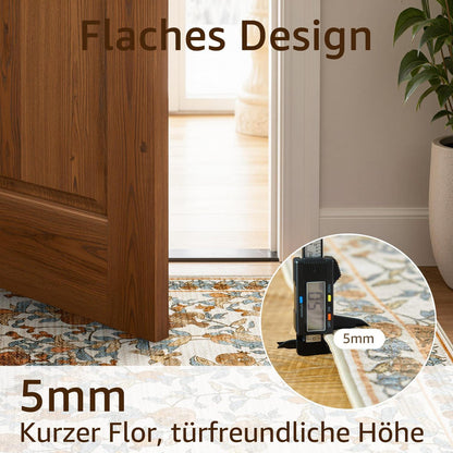 Vintage Teppich 240x340 cm – Orange-Beige, Waschbar & Rutschfest