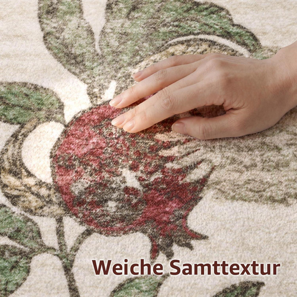 Vintage Teppich floral rot-beige 160x220 cm – Waschbar & Rutschfest