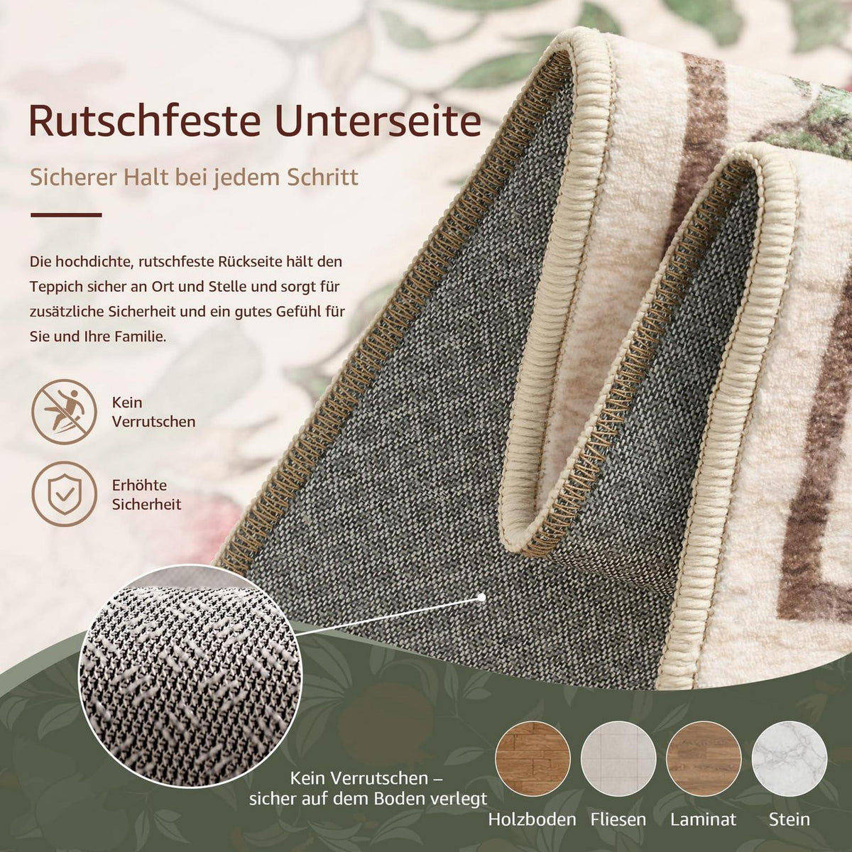 Vintage Teppich floral rot-beige 200x280 cm – Waschbar & Rutschfest