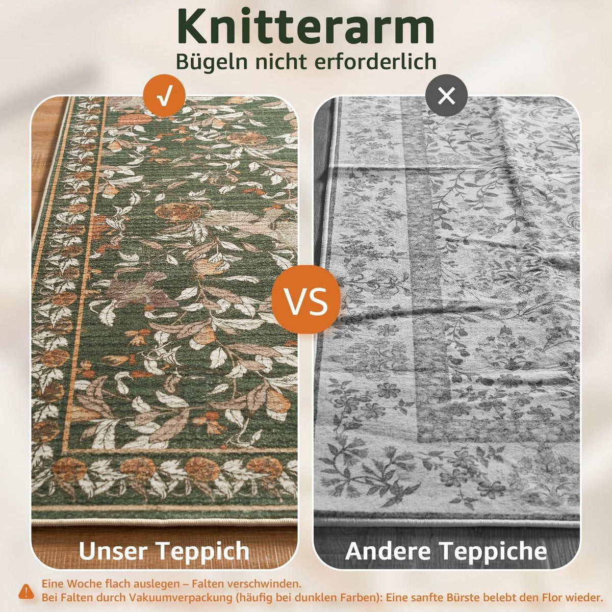 Vintage Teppich floral orange-grün 160x220 cm