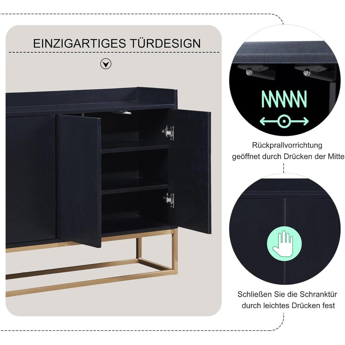 Sideboard 120cm – Küchenschrank mit Arbeitsplatte & Regalen