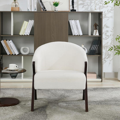 Teddy-Fleece Loungesessel mit Holzbeinen – Bequemer Lesesessel
