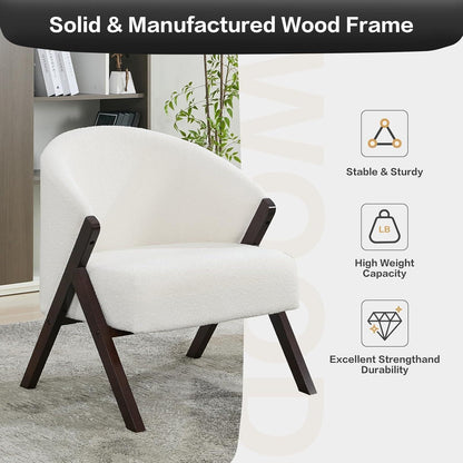Teddy-Fleece Loungesessel mit Holzbeinen – Bequemer Lesesessel