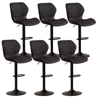 Barhocker Set 6x, Höhenverstellbar, Schwarz in Lederoptik