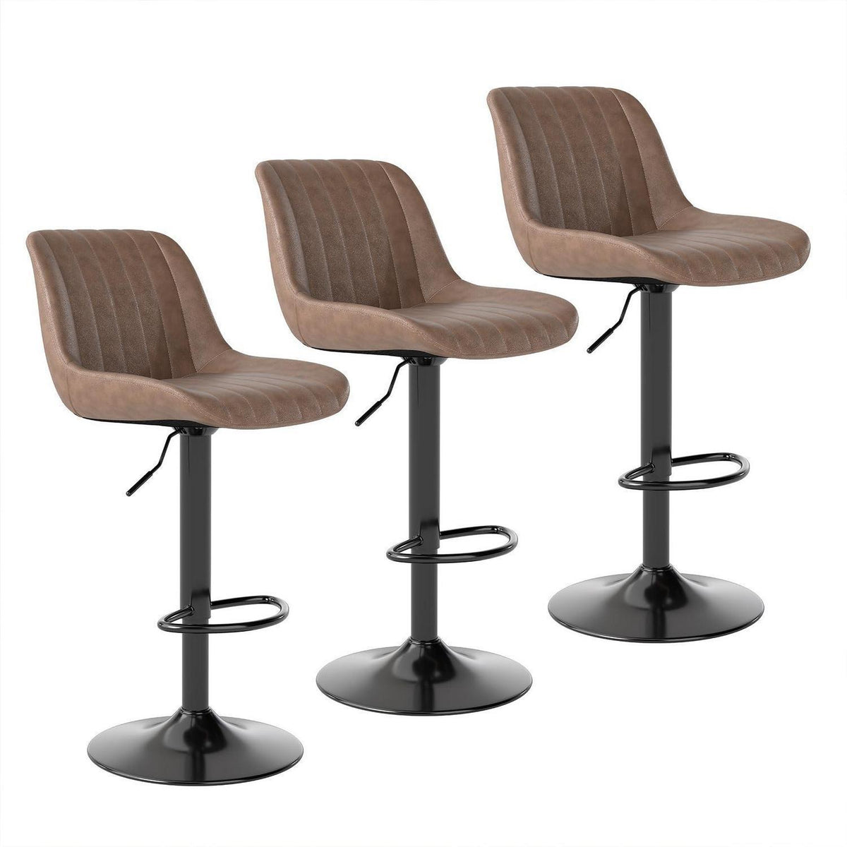 Drehbare Barhocker Set 3er – Höhenverstellbar, Braun