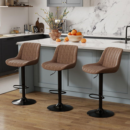 Drehbare Barhocker Set 3er – Höhenverstellbar, Braun
