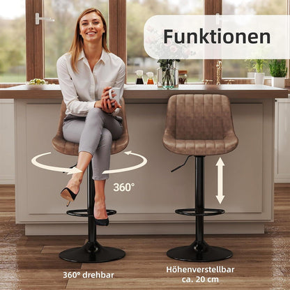 Drehbare Barhocker Set 3er – Höhenverstellbar, Braun