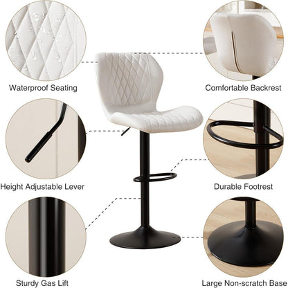 Barhocker mit Lehne, höhenverstellbar, beige, 6er Set