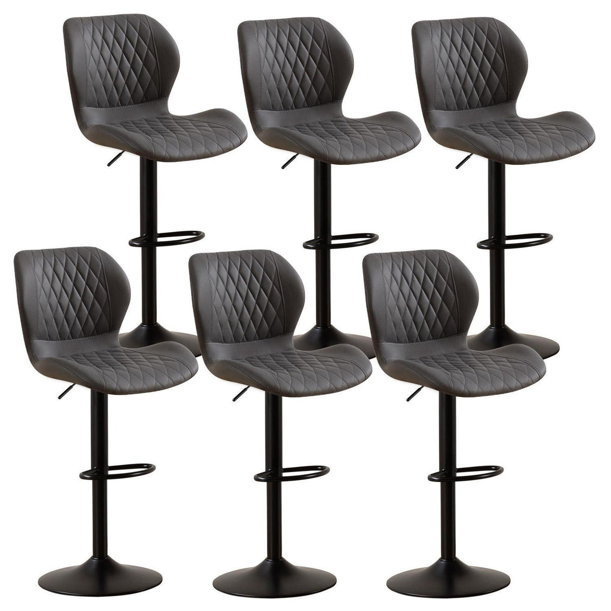 Barhocker Set 6x, Höhenverstellbar, Dunkelgrau