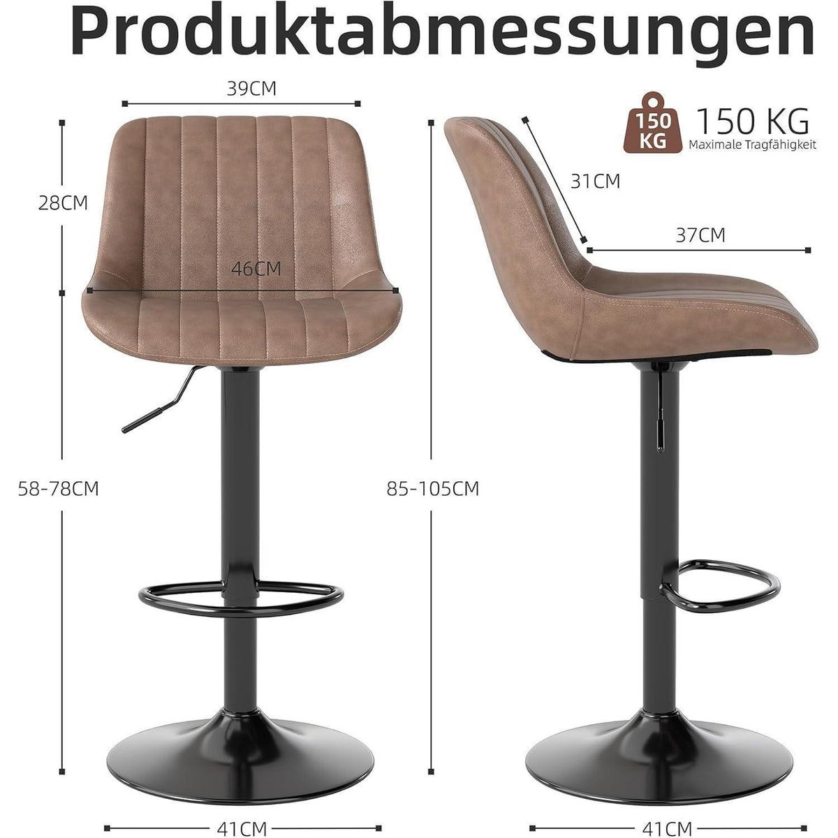 Drehbarer Barhocker 4er Set – Höhenverstellbar & Komfortabel
