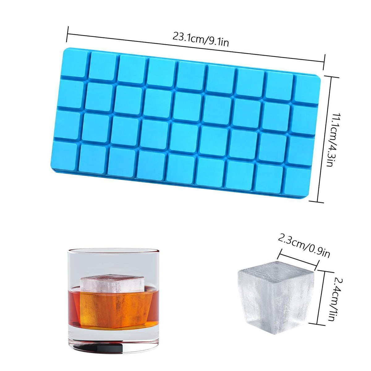 Silikon Eiswürfelform 36 Mulden für Eis, Schokolade & mehr