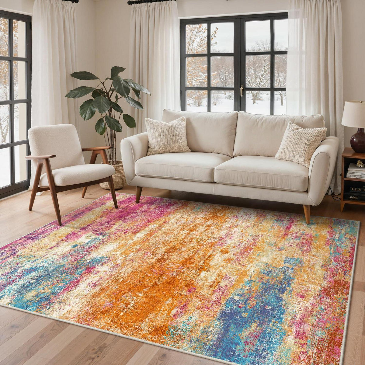 Moderner Wohnzimmerteppich 200x290 cm – Waschbar & Rutschfest