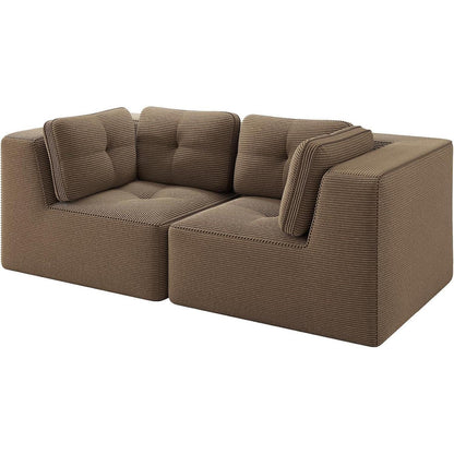 Modulares Ecksofa Braun – 2-Sitzer Cordstoff Couch ohne Aufbau