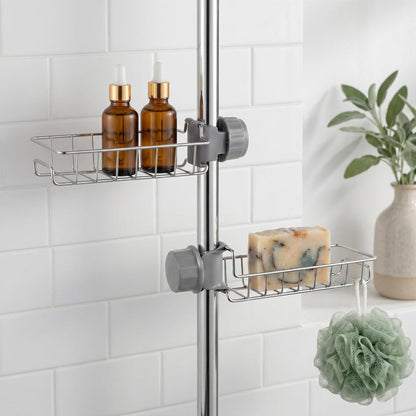 Duschablage ohne Bohren aus Edelstahl mit Seifenschale