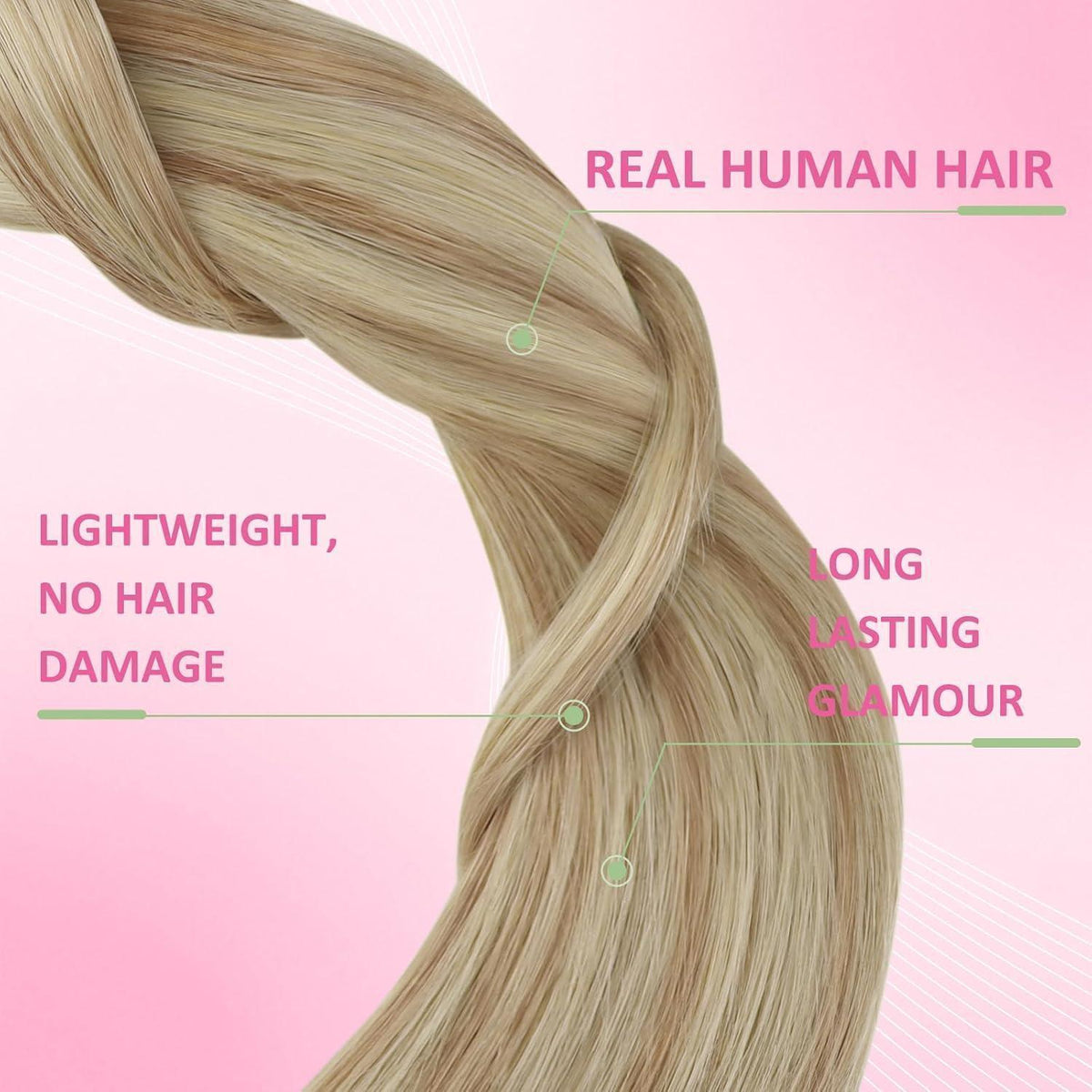 Echthaar Tape Extensions Aschblond 60 cm (50g)