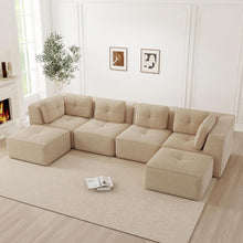 Modulares Ecksofa 4-Sitzer Beige, Cordstoff, U-Form, Ohne Montage