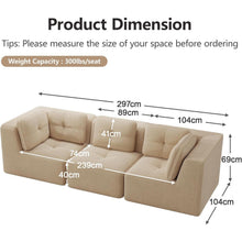 Modulares Cord-Ecksofa 3-Sitzer Beige – Ohne Montage