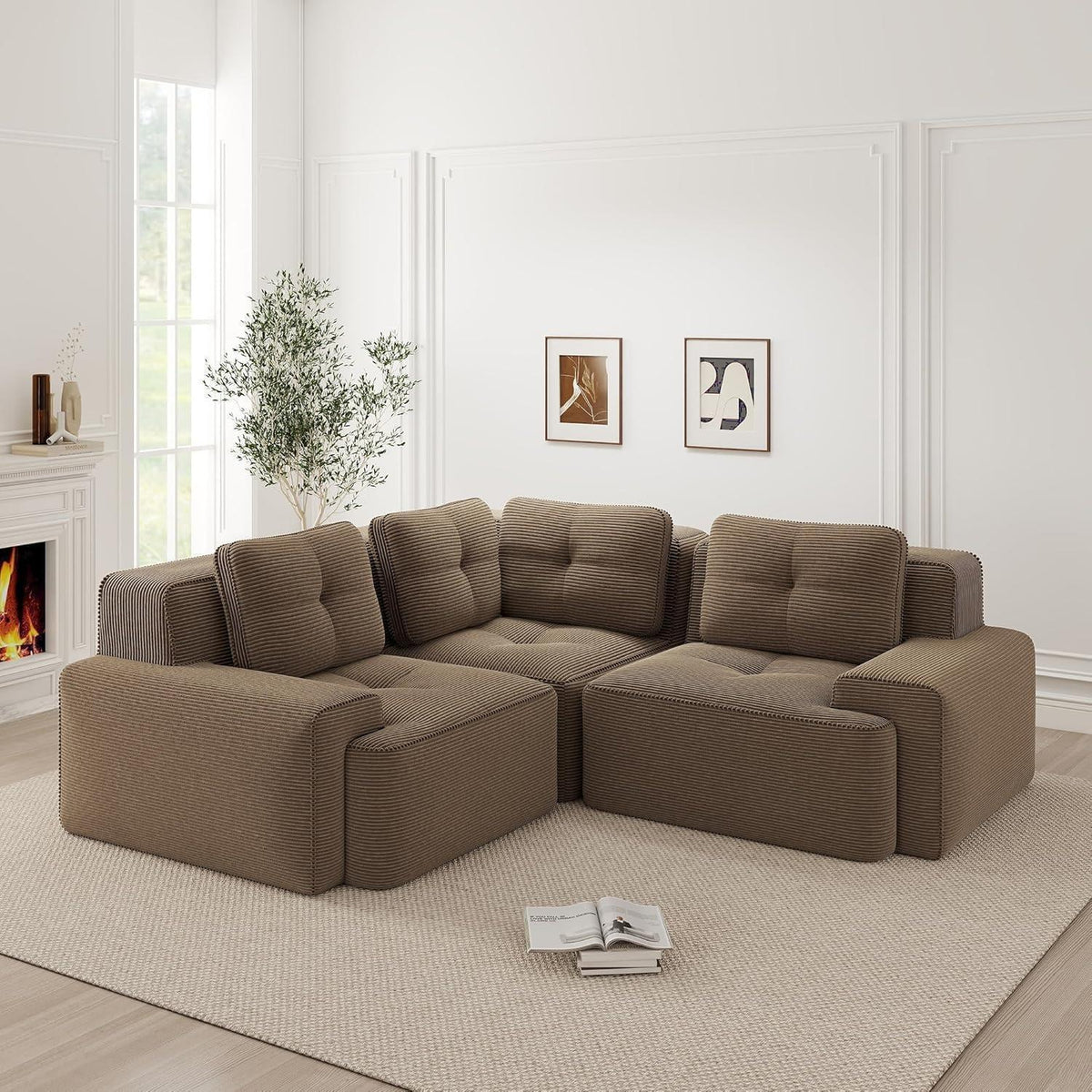 Modulares Ecksofa Braun 177x177 cm – Boneless Cordstoff Couch